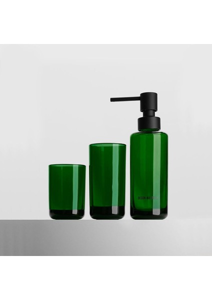 Popup Sıvı Sabunluk + Diş Fırçalık Seti (2AD), Tezgah Üstü - Yeşil