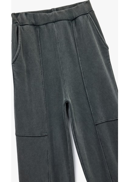 Pamuklu Rahat Kalıp Beli Lastikli Yıkamalı Dikiş Detaylı Jogger Eşofman Altı modelleri