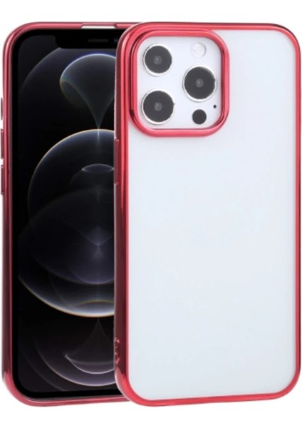 iPhone 13 Pro Max 6.7inç Lazer Kaplama Renkli Kenar Şeffaf KILIF-(1903)