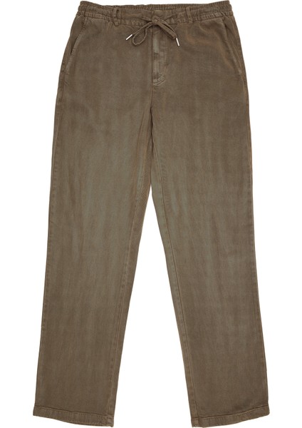 Haki Beli Kordonlu Dökümlü Pantolon