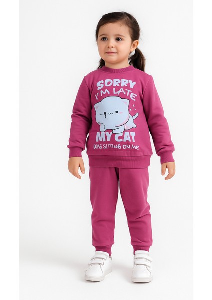 Kedi Baskı 2 Ip Kız Çocuk Eşofman Takım