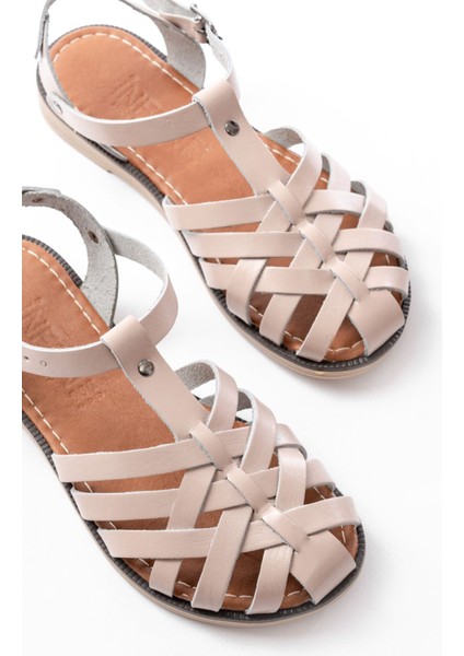 205-02 Bej Ortopedik Hakiki Deri Kadın Sandalet fırsatları