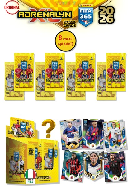 Panini Adrenalyn Fifa 365 - 2026 Official Trading Card Futbolcu Kartları - 8 Paket (48 Kart)