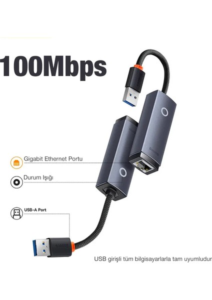 Baseus Lite Series 100MBPS USB To RJ45 Ethernet Lan Port ADAPTÖR-(1903) modelleri