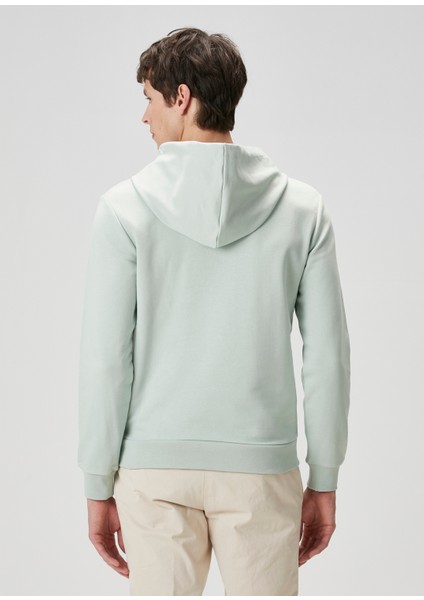 Su Yeşili Kapüşonlu Logo Baskılı Sweatshirt fırsatları