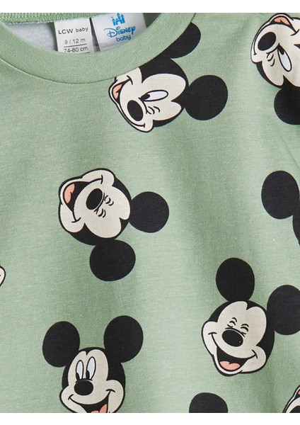 Yeni Sezon Bisiklet Yaka Mickey Mouse Baskılı Erkek Bebek Pijama Takımı modelleri