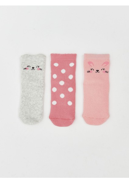 Yeni Sezon Desenli Kız Bebek Soket Çorap 3'lü