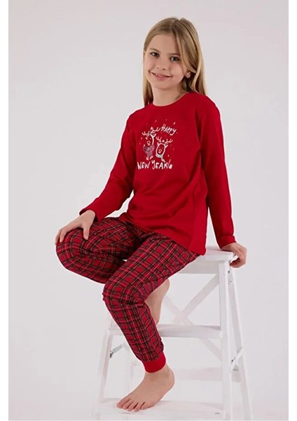 Yılbaşı Temalı Uzun Kol Kız Çocuk Pijama Takım 3514 fiyatları