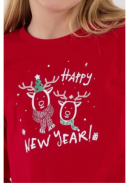 Yılbaşı Temalı Uzun Kol Kız Çocuk Pijama Takım 3514 fırsatları