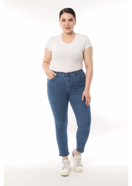 Kadın Battal Düz Jeans