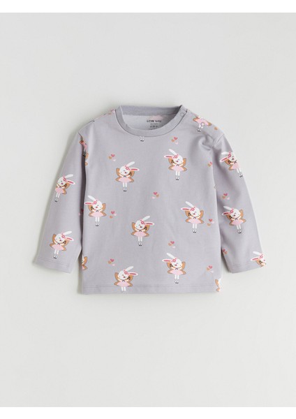 Yeni Sezon Tavşan Baskılı Kız Bebek Sweatshirt ve Eşofman Altı fiyatları