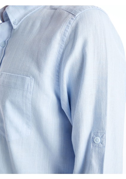 Yeni Sezon Regular Fit Uzun Kollu Keten Karışımlı Erkek Gömlek modelleri