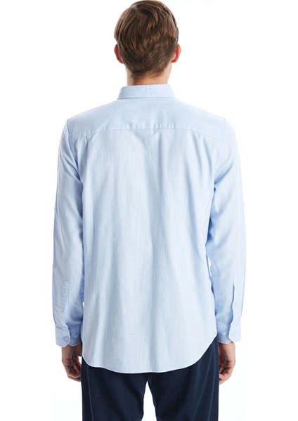 Yeni Sezon Regular Fit Uzun Kollu Keten Karışımlı Erkek Gömlek fırsatları