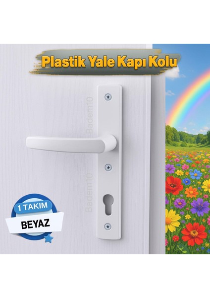 1 Takım Pvc Kapı Kolu Beyaz Balkon Banyo Tuvalet Wc Plastik Kulp Kilitsiz Kol fiyatları