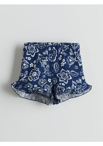 Yeni Sezon Bisiklet Yaka Çiçekli Kız Bebek Bluz ve Şort 2'li indirimleri