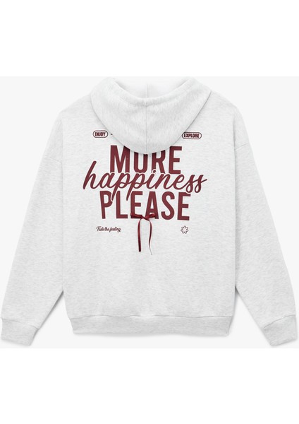 Fermuarlı Kapüşonlu Kanguru Cep Detaylı Arkası Fiyonk Baskılı Şardonlu Oversize Sweatshirt modelleri