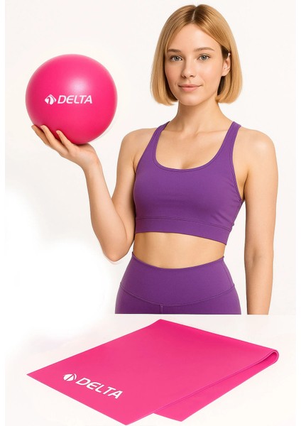 Mini Pilates Seti 2 Li Set Pilates Denge Topu 20 cm , 120 x 15 cm Pilates Band