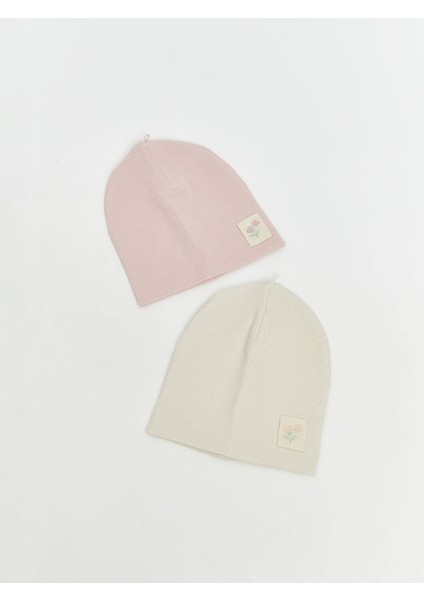 Yeni Sezon Çiçek Nakışlı Kız Bebek Bere 2'li