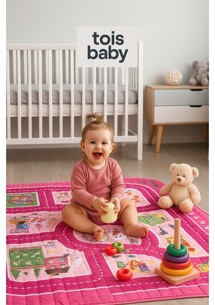 Keşif Yolu Oyun Matı - Kaymaz Taban Leke Tutmaz Çocuk Bebek Odası Oyun Halısı 140X110 cm