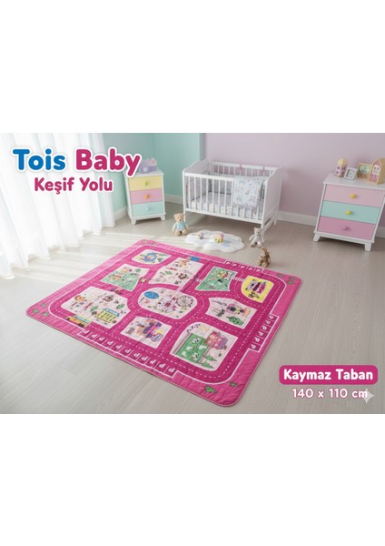 Keşif Yolu Oyun Matı - Kaymaz Taban Leke Tutmaz Çocuk Bebek Odası Oyun Halısı 140X110 cm modelleri