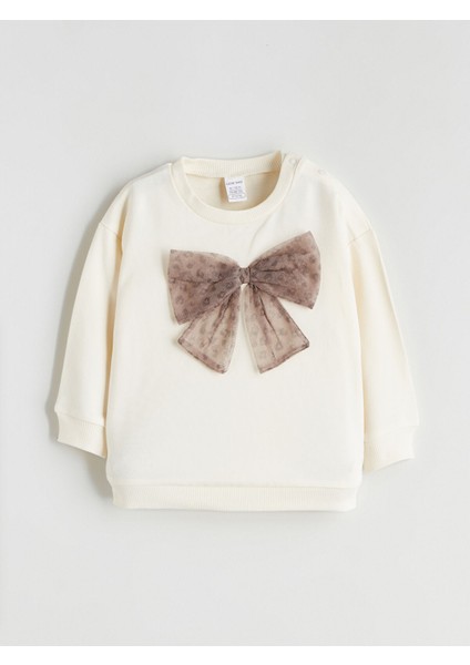 Yeni Sezon Bisiklet Yaka Kurdele Detaylı Kız Bebek Sweatshirt ve Tayt 2'li fiyatları