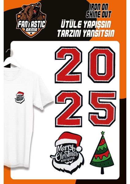 Ütü ile Yapışan Dokuma Arma Seti Hoşgeldin 2025 Modeli Patch Yama Happy New Year, Yılbaşı