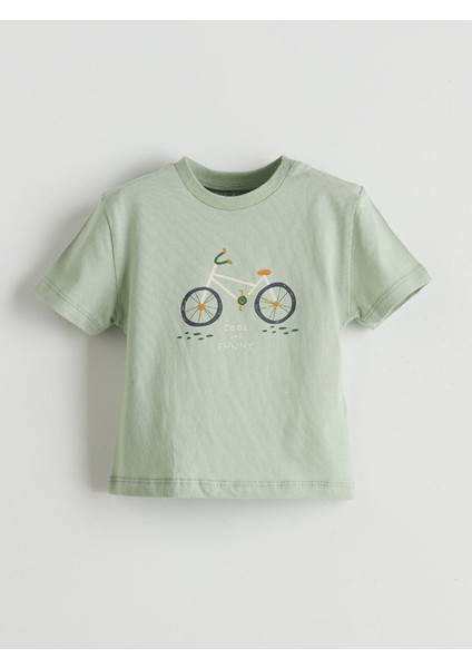 Yeni Sezon Bisiklet Yaka Baskılı Erkek Bebek Tişört