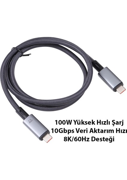 Ally USB 3.2 100W Type-C To Type-C 8k Görüntü-Data ve Ultra Hızlı Şarj Kablosu 1 METRE-(1903) fiyatları