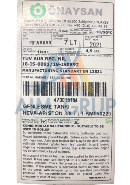 Demir Döküm Neva Kombi Genleşme Tankı fiyatları