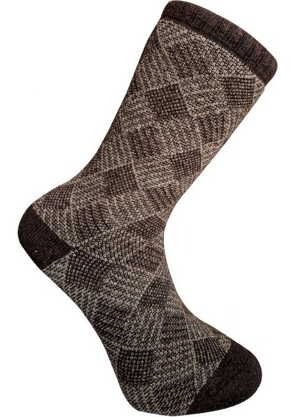 Kuzu Yünü Havlu Erkek Çorabı - Eskimo - Kahverengi - No: 41-44 (13905)