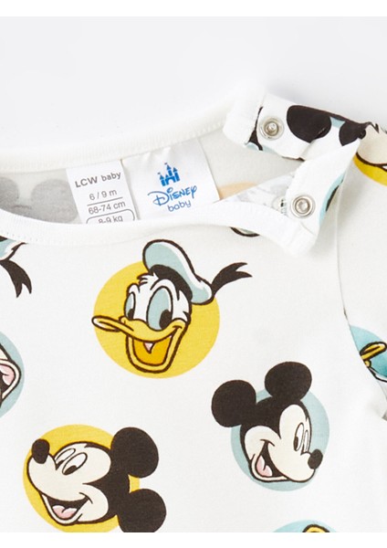 Yeni Sezon Mickey Mouse Baskılı Erkek Bebek Çıtçıtlı Body ve Pantolon 2'li modelleri