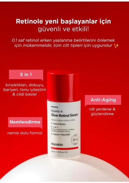 Vitamin A Glow Retinol Yaşlanma Karşıtı Ton Eşitleyici Aydınlatıcı Cilt Serumu 30 ml modelleri