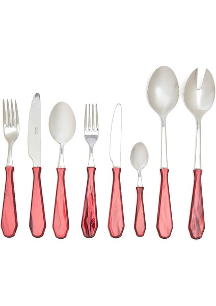 Venezia Kırmızı Çelik 74 Parça Çatal Bıçak Kaşık Seti