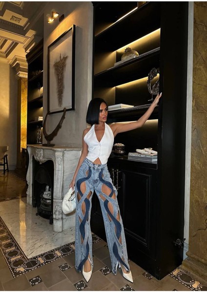Tasarım Pinterst Model Kot Pantolon Jeans Ithal Kumaş Kalite Palazzo Pantolon modelleri