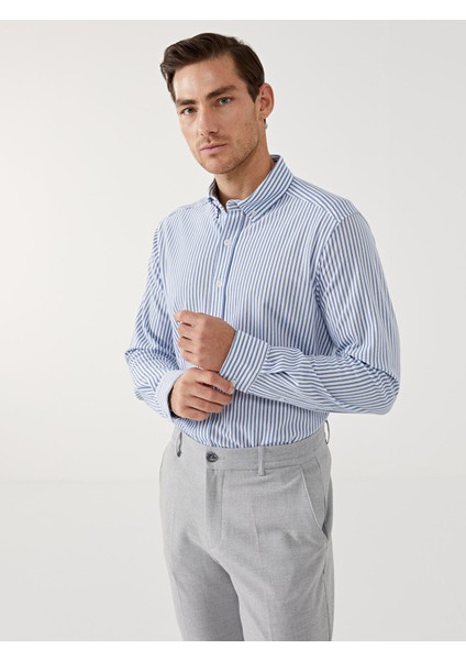 Yeni Sezon Slim Fit Uzun Kollu Çizgili Erkek Gömlek fiyatları