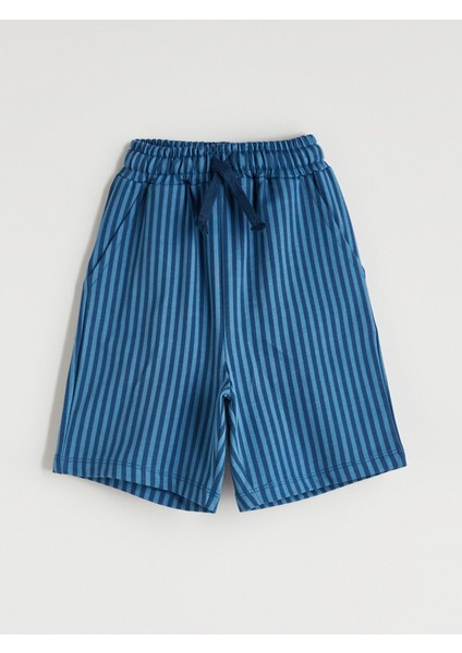Yeni Sezon Beli Lastikli Çizgili Erkek Çocuk Şort