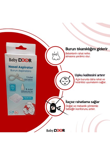 Babydoor Nasal Burun Aspiratörü Seti ve 10 Adet Yedek Uç Bebek Burun Temizleyici Nazal Başlangıç Set indirimleri