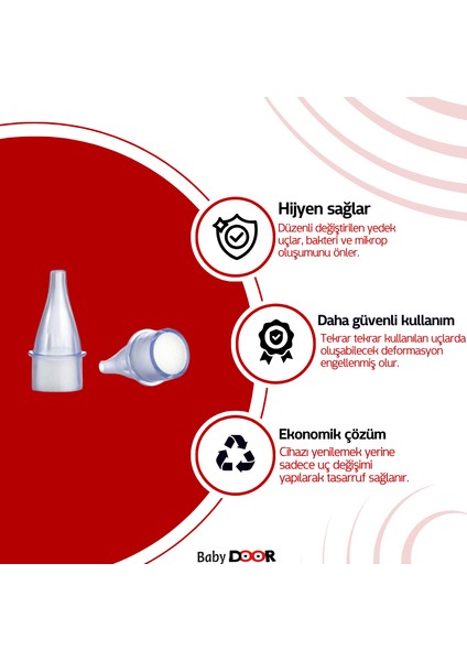 Babydoor Nasal Burun Aspiratörü Seti ve 10 Adet Yedek Uç Bebek Burun Temizleyici Nazal Başlangıç Set