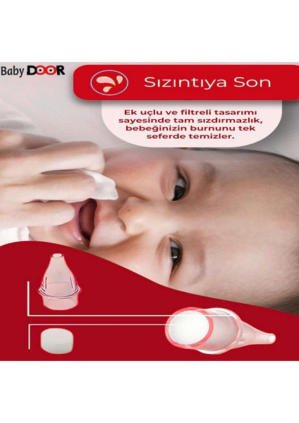 Babydoor Nasal Burun Aspiratörü Seti ve 10 Adet Yedek Uç Bebek Burun Temizleyici Nazal Başlangıç Set