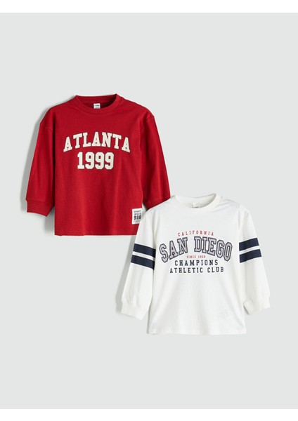 Yeni Sezon Bisiklet Yaka Erkek Çocuk Tişört 2'li