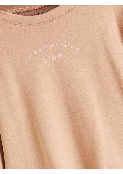 Yeni Sezon Bisiklet Yaka Baskılı Kız Bebek Sweatshirt ve Tayt 2'li modelleri