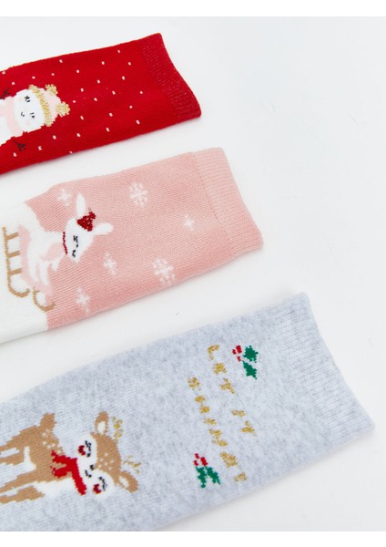 Yeni Sezon Kaydırmaz Tabanlı Kız Bebek Havlu Soket Çorap 3'lü modelleri