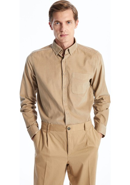 Yeni Sezon Regular Fit Uzun Kollu Kadife Erkek Gömlek