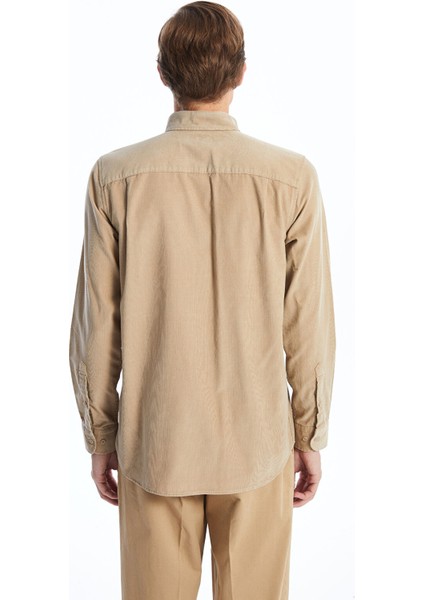 Yeni Sezon Regular Fit Uzun Kollu Kadife Erkek Gömlek fırsatları