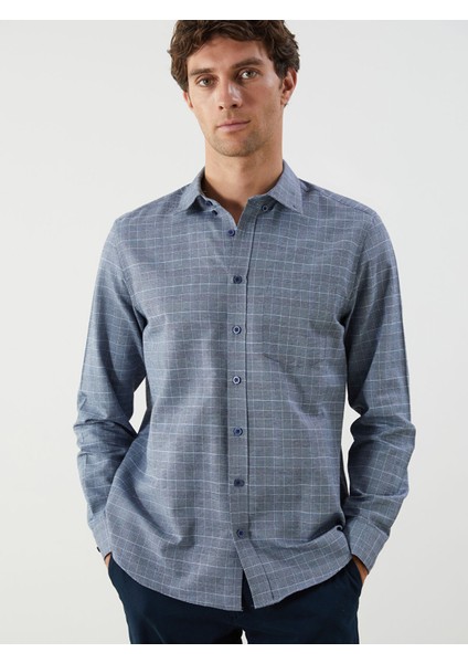 Yeni Sezon Regular Fit Uzun Kollu Ekose Gabardin Erkek Gömlek