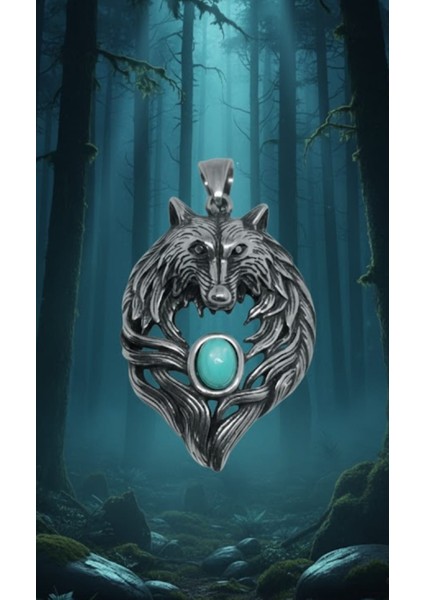 316L Çelik Kolye Ucu. Kurt Başlı Kolye Ucu - Turkuaz Taşlı Güç Sembolü. Ürünün Zinciri Yoktur Sadece Kolye Ucudur. Erkek Kolye, Erkek Arkadaş Hediye