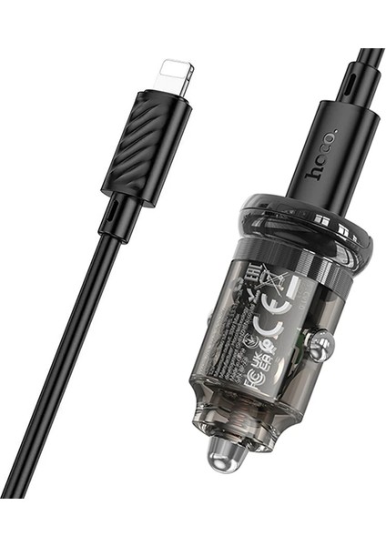 Hoco Z53 Sight Single PD30W Type-C Girişli Araç Çakmaklık Hızlı Şarj Aleti + Type-C To iPhone LIGHTN-(1903) fırsatları