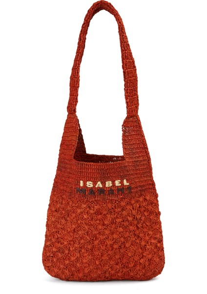 Turuncu Kadın Rafya Alışveriş Çantası