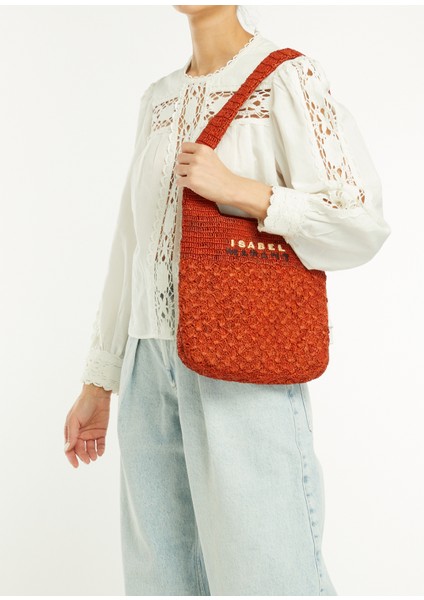 Turuncu Kadın Rafya Alışveriş Çantası fiyatları