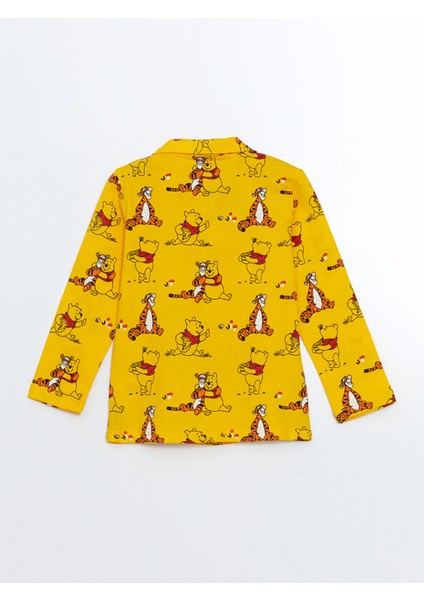 Yeni Sezon Polo Yaka Winnie The Pooh Baskılı Erkek Çocuk Pijama Takımı modelleri